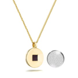 Christian Necklace with Smallest Nano Bible - on Stylish Round Gold Plated Silver Pendant - Entire KJV New Testament Holy Scriptures on 5mm Microchip, Religious Faith Jewellery for Her, 18"