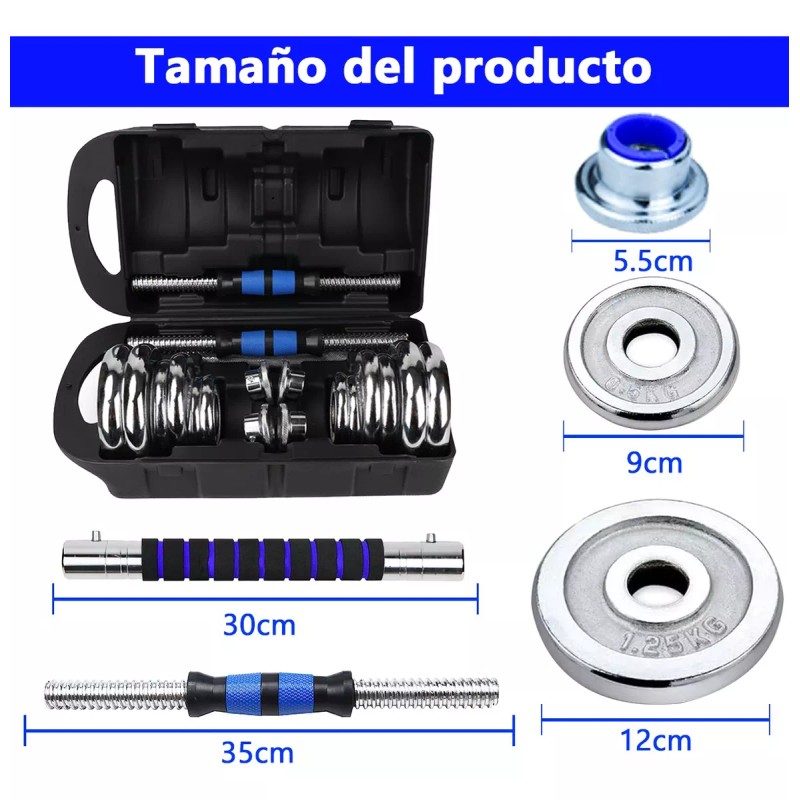 YL01 Kit De Mancuernas Barra Con Pesas Ajustables Para Gimnasio