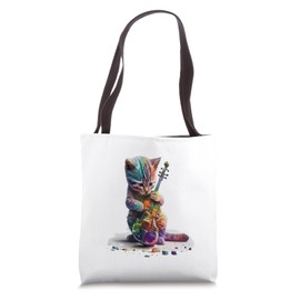 Cute Musician Cat Music Kitten Clef Vocals Jazz Song Cats Tote Bag