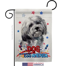 Breeze Decor Patriotic Havanese Garden Flag Set with Stand Animals Dog Puppy Spoiled Paw Canine Fur Pet Nature Farm Animal Creature Small Decorative Gift Yard House Banner Made in USA 13 X 18.5