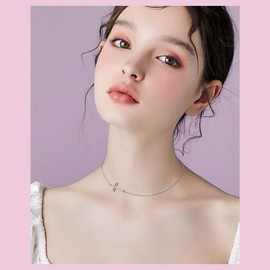 DAOCHONG S925 Sterling Silver Jewelry Sideways Hollow Cross Choker Necklace 14 inches to 18 inches