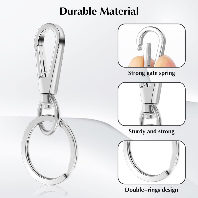 TIESOME Metal Keyring Carabiner Hook Clip, 4 Pieces Key Ring