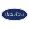 Oval Name Patch Uniform Work Shirt Custom Embroidery, Royal/White Border