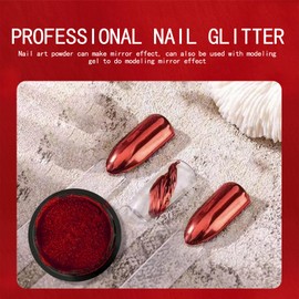 SMAILXIIYUE Red Chrome Nail Powder Mirror Effect Chrome Powder for Nails, Metallic Red Nail Chrome Powder Manicure Nail Accessories for Nail Art Gel Polish Home DIY