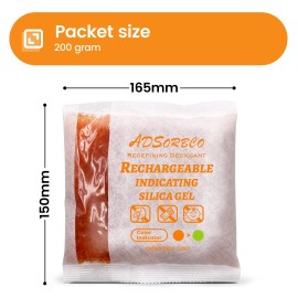 ADSORBCO REDEFINING DESICCANT [200g 5p]Adsorbco Rechargeable Desiccant Packs, Indicating Silica Gel Packets