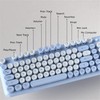 COVEVA Wireless Bluetooth Keyboard, Full Size Retro Round Keycaps(Blue)