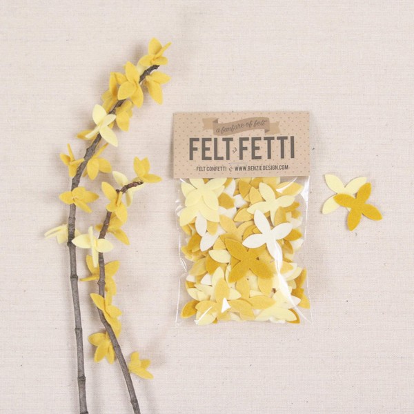 Felt-Fetti Forsythia, die Cut Shapes, Felt Flowers, Two Sizes Included -1" and 1.5" (90 Pieces)