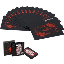 Bestmaple Luxury Black Mystic Roses 54 Pcs Resin Waterproof Playing Cards
