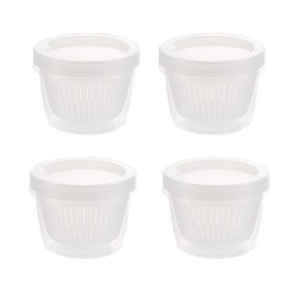UtySty 4 Pack Onion Storage Containers w/Seal Lid Strainer Tomato Saver Preservation Box Odor-Free 0.5L Double Layer Bowl for Refrigerator Organizer Ingredients Divided Ginger Garlic