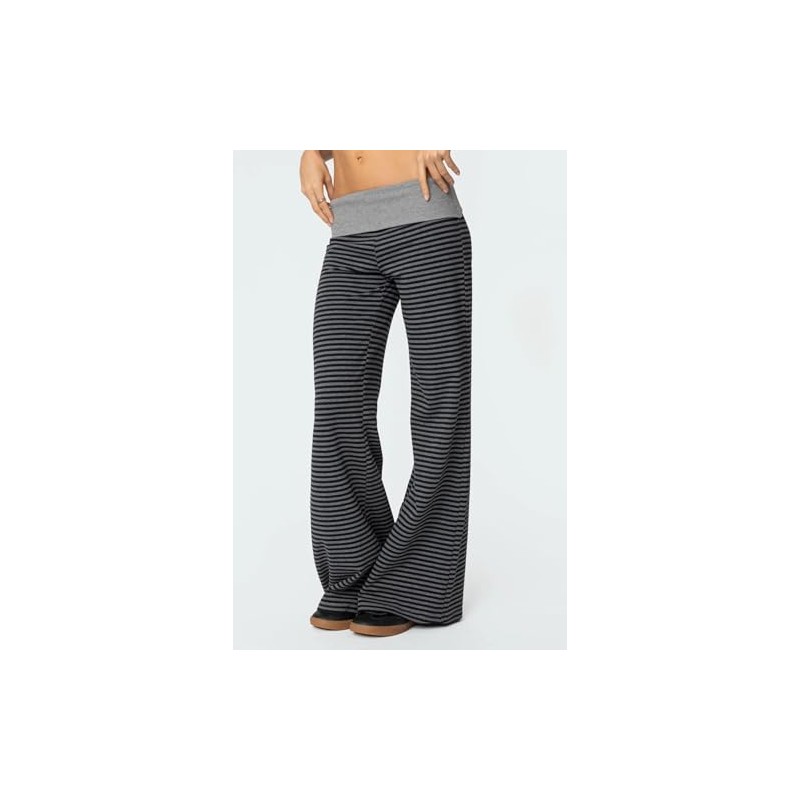 NZNDSHD Fold Over Yoga Pants for Women Low Rise Straight