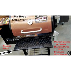 Fits Pit Boss Tailgater Pellet Grill Powder Coated Diamond Plate Folding Shelf