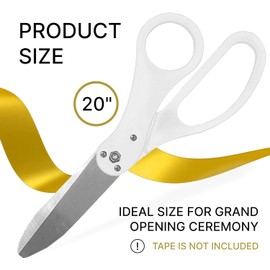 20 Inch Giant White Sharp Ribbon Cutting Scissors - Oversized Grand Opening Scissors Big Ribbon Cutting Ceremony for Inaugurations Business Openings and Special Events