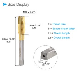 CoCud Spiral Taps Metric M12 x 1.5 Thread Titanium Coated High Speed Steel 6542 Screw Milling Tap (Applications: for Listening Drilling Machine) Pack of 1