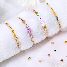 selizo Juego de 2160 piezas de cuentas espaciadoras doradas, cuentas surtidas para pulseras para hacer joyas DIY (dorado, plateado, oro rosa, oro KC)