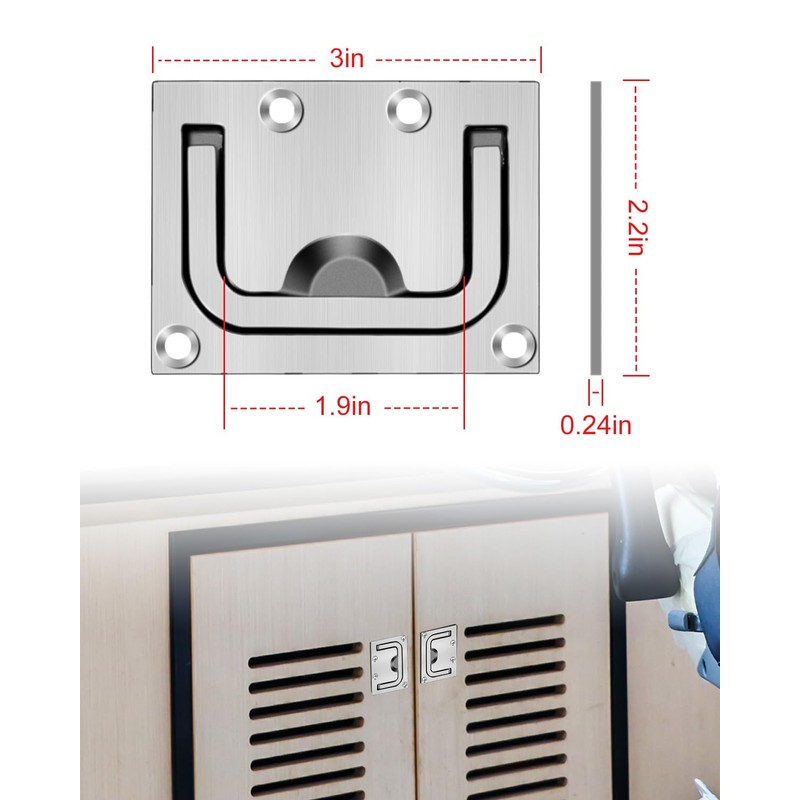 HZSIFU 2 Pcs Flush Pull Latch Boat Ring Hatch, 316
