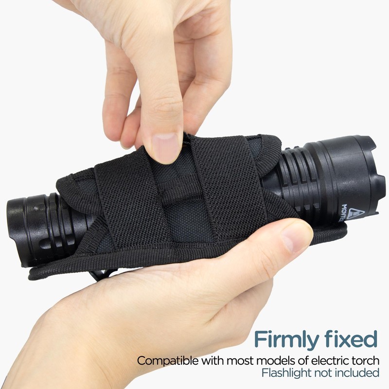 INGIDO Tactical Flashlight Pouch Holster, with 360 Degree Carabiner Reel