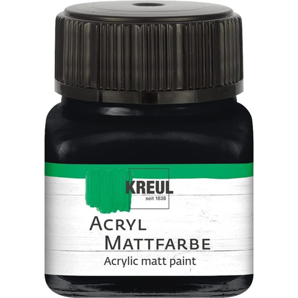 KREUL 75220 Acrylic Matt Paint, Black in 20 ml Glass,