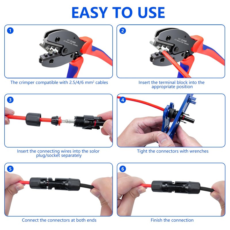 Solar Panel Connector, 60PCS Solar Crimper Tool Kit for Connecting