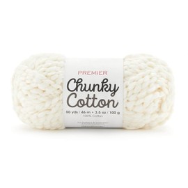 Premier Yarns Chunky Cotton Yarn, Ideal Yarn for Crocheting and Knitting, Super Bulky Yarn, Machine-Washable, White, 3.5 oz, 50 Yards