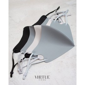 VIRTUE CODE Second Skin Cloth Face Mask Pack with Adjustable Ear Loops. 4 Buttery Soft Masks Washable Fabric - Greys Face Mask Reusable. Stretchy, Comfortable, Fresh Facemask.