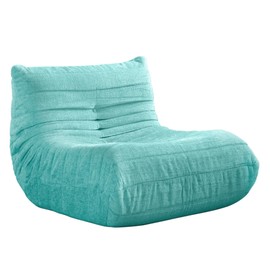 Bean Bag Chairs for Adults Fireside Chair Togo Sofa Lazy Floor Sofa Couch Memory Foam Bean Bag Sofas Chenille Fabric Reading Chair for Living Room, Bedroom, Apartment, Dorm, Green 1 Seater
