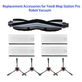 ZYBULSHJT Replacement parts set for Yeedi mop station, 2-in-1 mop robot, accessories, includes 1 roller brush, 4 side brushes, 4 filters (9 pieces)