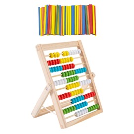 1 Piece of Small Folding Arithmetic Stand and 100 Pieces of Small Wooden Sticks, Children's Enlightenment Toys, Creative Children's Toys, Arithmetic Teaching Toys, Children's Learning Toys