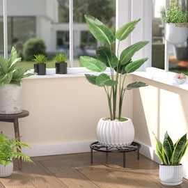 11.4 IN Plant Stand 1 PIC Indoor Outdoor Tall 3.5'' Metal Plant Pot Holders Plant Rack Plant Riser Plant Shelf For Living Room Balcony Round Black