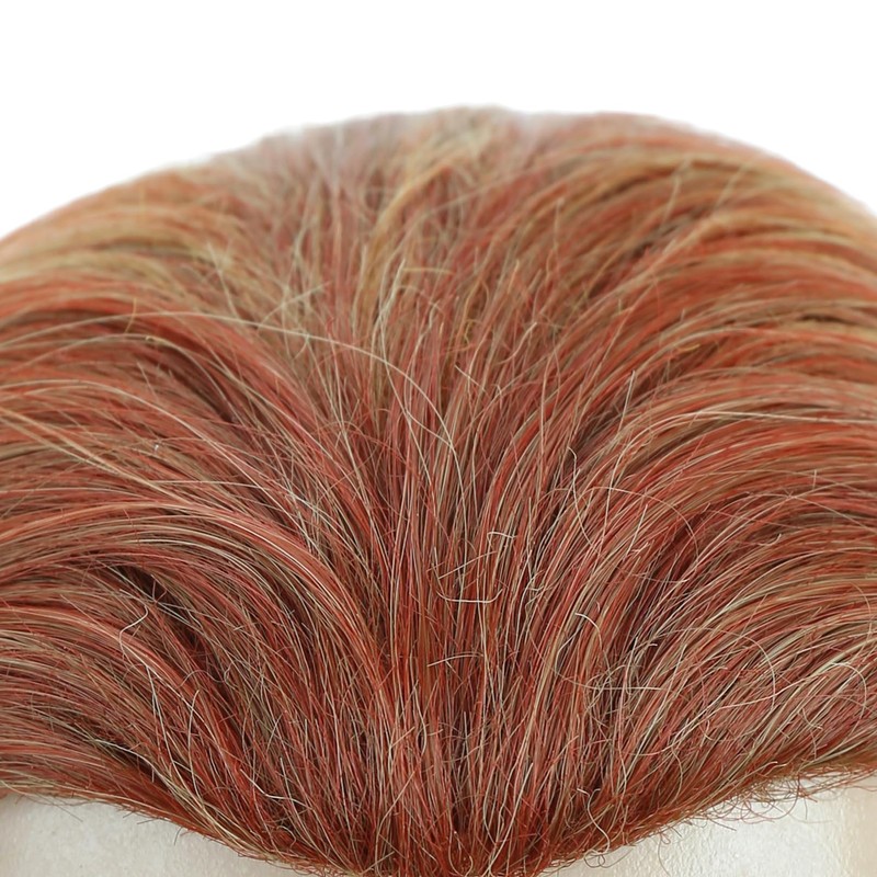 Orange Mixed Long Curly Mens Wigs With Mustache Halloween Cosplay