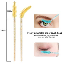 SWKJ SWKJ 60 PCS Disposable Eyelash Brushes, Spoolies Eyebrow, Mascara Wands Applicator Lash Brushes Castor Oil Brush Cosmetic Makeup Tools(Crystal Mixed colors)