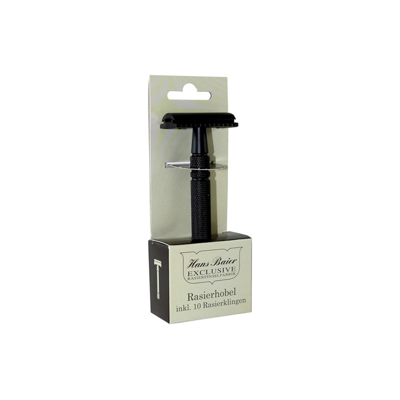 Hans Baier Exclusive Safety Razor Set Metal Black with 10