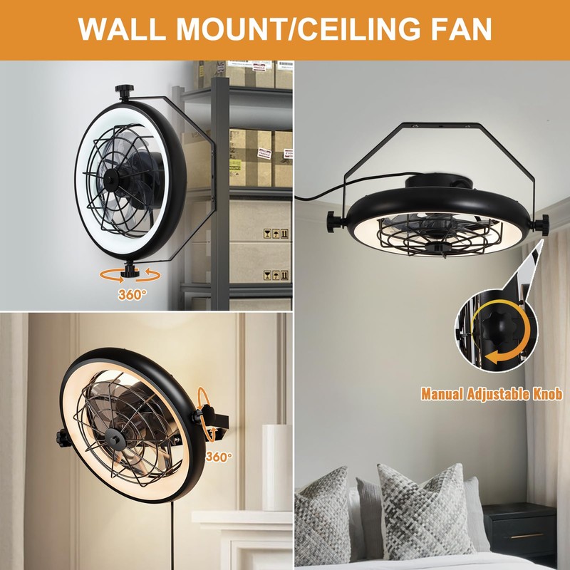 Wall Mount Fan with Remote/App Control, 16" Quiet Wall Mounted