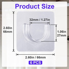 Mxxipp 6pcs Self-Adhesive Shower Rod Holder, Clear Invisible Curtain Rod Bracket, No Drilling Wall Mount Tension Rod Retainer for Bathroom Kitchen Bedroom