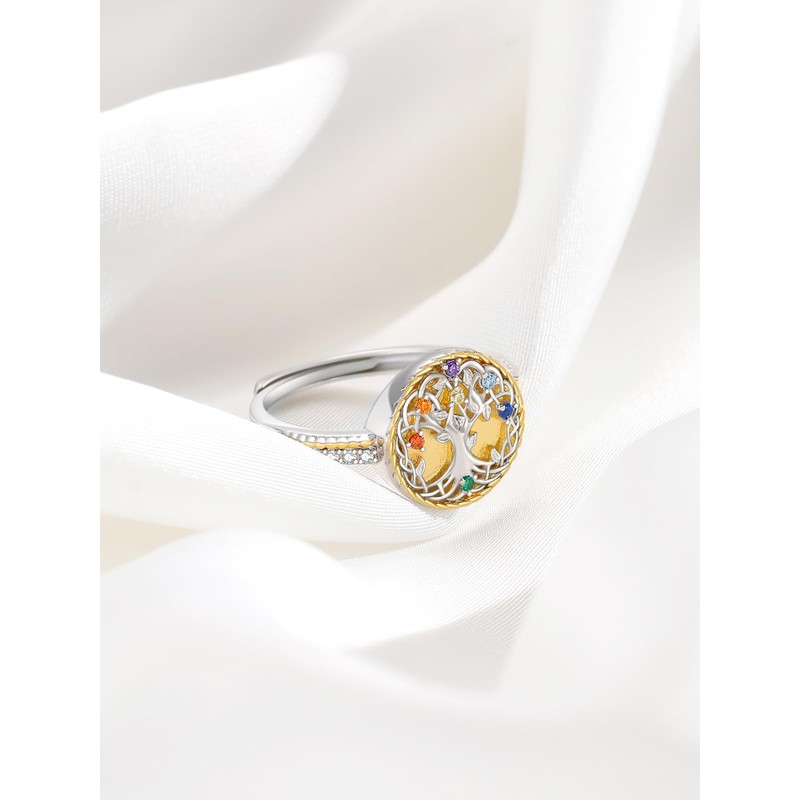 KINGWHYTE Tree of Life Ring 925 Sterling Silver Ring for