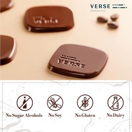 Verse Luxury Dark Chocolate Coffee Squares - Only 1g Cane Sugar - Coffee Flavored 90% Dark Cocoa - Individually Wrapped Cacao Chocolate Squares (9 Count, 2 Pack)
