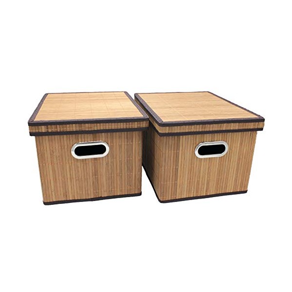 Seta Direct, Brown Natural Bamboo Foldable File Cabinet Storage Box