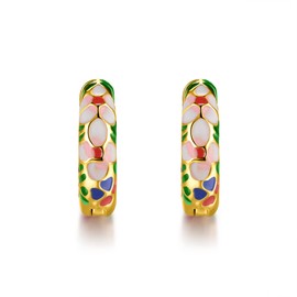LOVE&CLOVER - arete de aro para mujer, diseño de flor rosa, Latón, No es una piedra preciosa