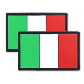 QQSD Italy Flag Patch Italian Tactical Patch - PVC Hook and Loop Fastener Patch, 2 Pack