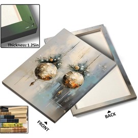 TYPTEK Christmas Canvas Wall Art Elegant Christmas Ball Ornament Pictures Print Art Festive Holiday Ornament Wall Painting Decor for Bedroom, Living Room, or Entryway Decor 20x24inch