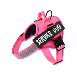 MUMUPET Service Dog Harness, No Pull Reflective Adjustable with Handle, Soft Breathable Padding for Small Dogs, 2 Removable Velcro Patches (Hot Pink, S)