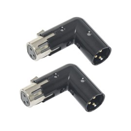 3-Pin XLR 90 Degree Adapter, Adjustable Male to Female Right Angle XLR Adapter for Dmx Cable Black (2 Packs)