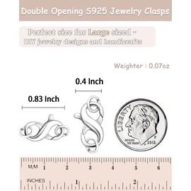 Dailyacc S925 Double Opening Lobster Clasp Sterling Silver and Gold Necklace Bracelet Extender Clasps and Closures for DIY Jewelry