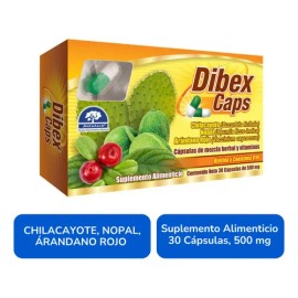 Dibex Caps 30 Caps 500 Mg Vitamina C Zinc Chilcayote Nopal Sabor N/a