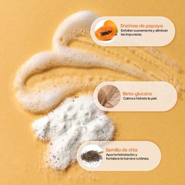 KIERO - Limpiador Facial Enzimático en Polvo - Espuma Limpiadora Facial con Enzimas de Papaya, Beta-Glucano y Chía - Piel Grasa, Mixta y Sensible - Exfoliación Suave, Vegano 50 g