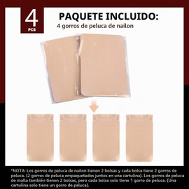 Bluemega Gorra para Peluca 4PCS, Malla de Extremo Cerrado, Color F