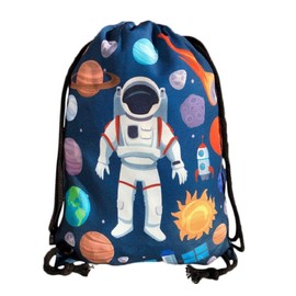 HECKBO kids astronaut space gym drawstring bag - 40x32cm - 12.6" x 15.8" - string bag - kindergarten daycare crèche school football - children kids girl boy backpack, sports bag