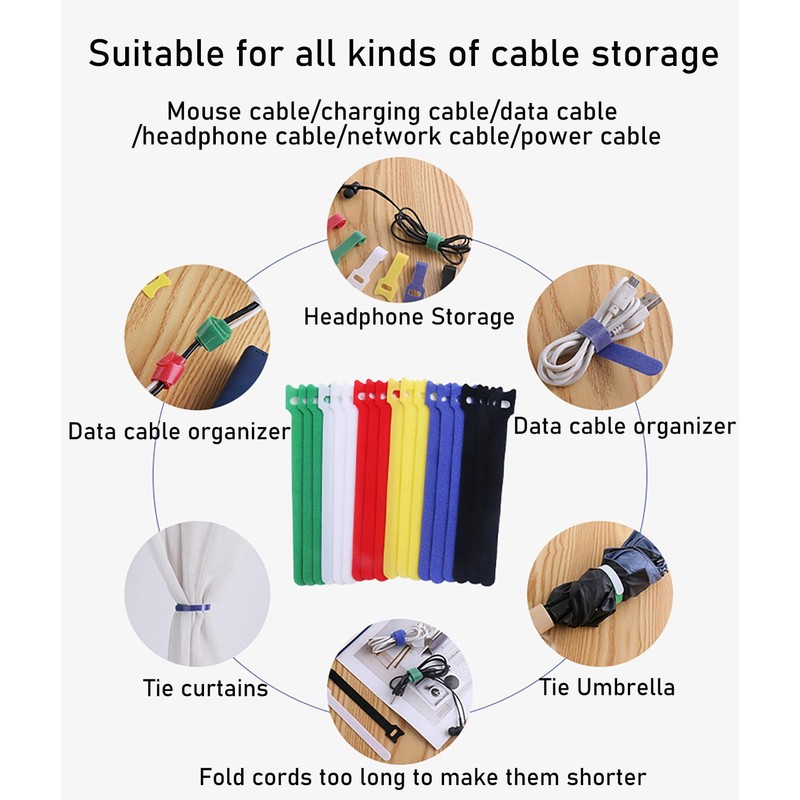 KICPUK 25 Pcs Storage Bandage Bundle, Cable Organiser, Adjustable Cord