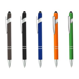 20 Pack Multicolor Ballpoint Pen 2-in-1 with Stylus Tip, Retractable Ballpoint Pen, Metal Stylus Pen for Touch Screens, Black Ink