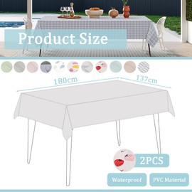 2pcs 137*180cm Plastic Tablecloths Waterproof PVC Table Cloth Wipeable Table Cover Rectangular,Strawberry Table Cover Wipe Clean Tablecloth Square Oil Cloth Outdoor Tablecloth for Party,Picnic,Kitchen