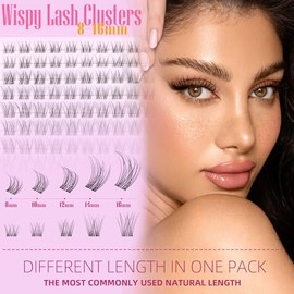 Geeneiya Extensiones de pestañas en grupos de pestañas naturales, transparentes, de 8 a 16 mm, rizo en D, individuales, sin crueldad animal